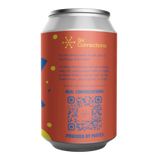 Six Connections IPA beer can. Red, blue and yellow design.